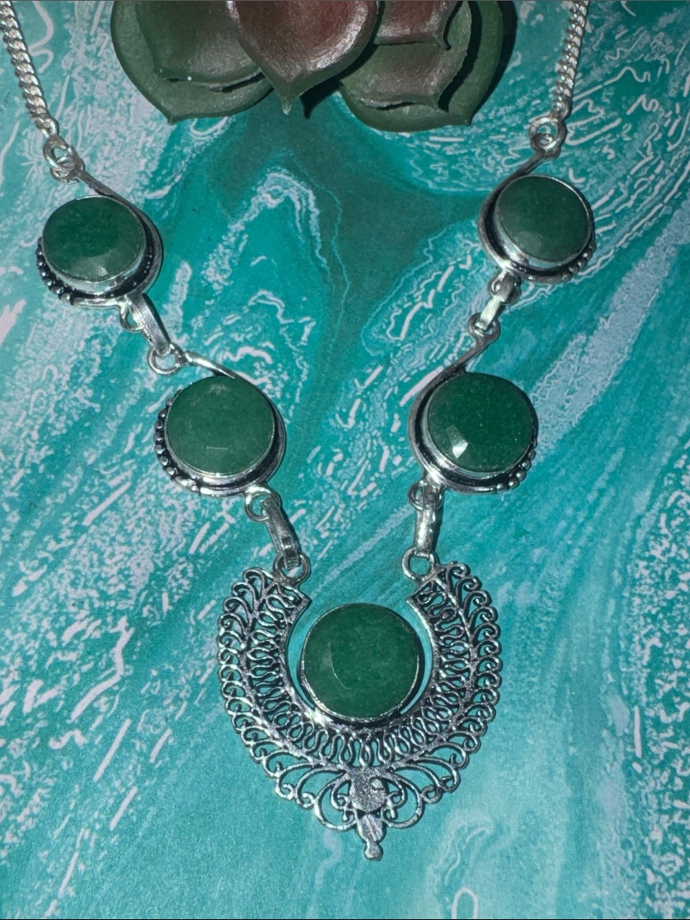 Silver Emerald Necklace